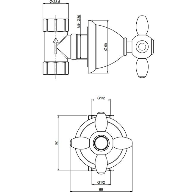 Запорный вентиль 1/2" Fima Carlo Frattini Olivia F5023/1OR (золотой)